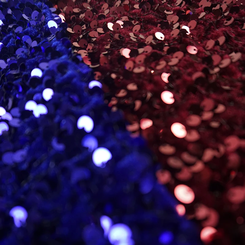 Wholesales Shiny Multicolor Embroidery Sequence Custom Velvet Sequin Fabric for Dress