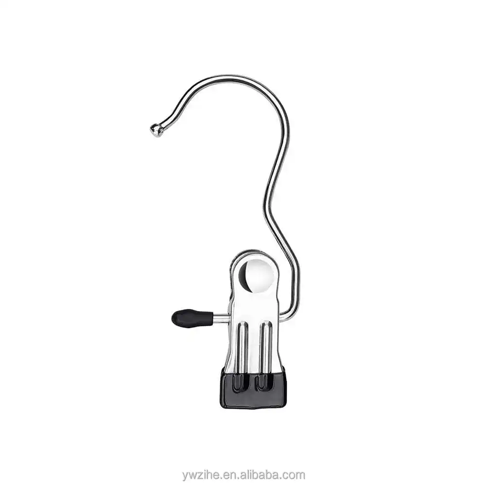 Portable Metal Laundry Hook Hanging Clothes Pin Boot Shoe Hanger Clips Curtain Holder Paper Binder Clips Closet Organizer