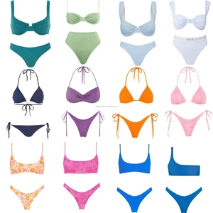 New Fashion Women's Cute Pink Mini Micro High Waist Bikini One Two Piece Custom Striped Eco-Friendly Swimsuit Lace Strings