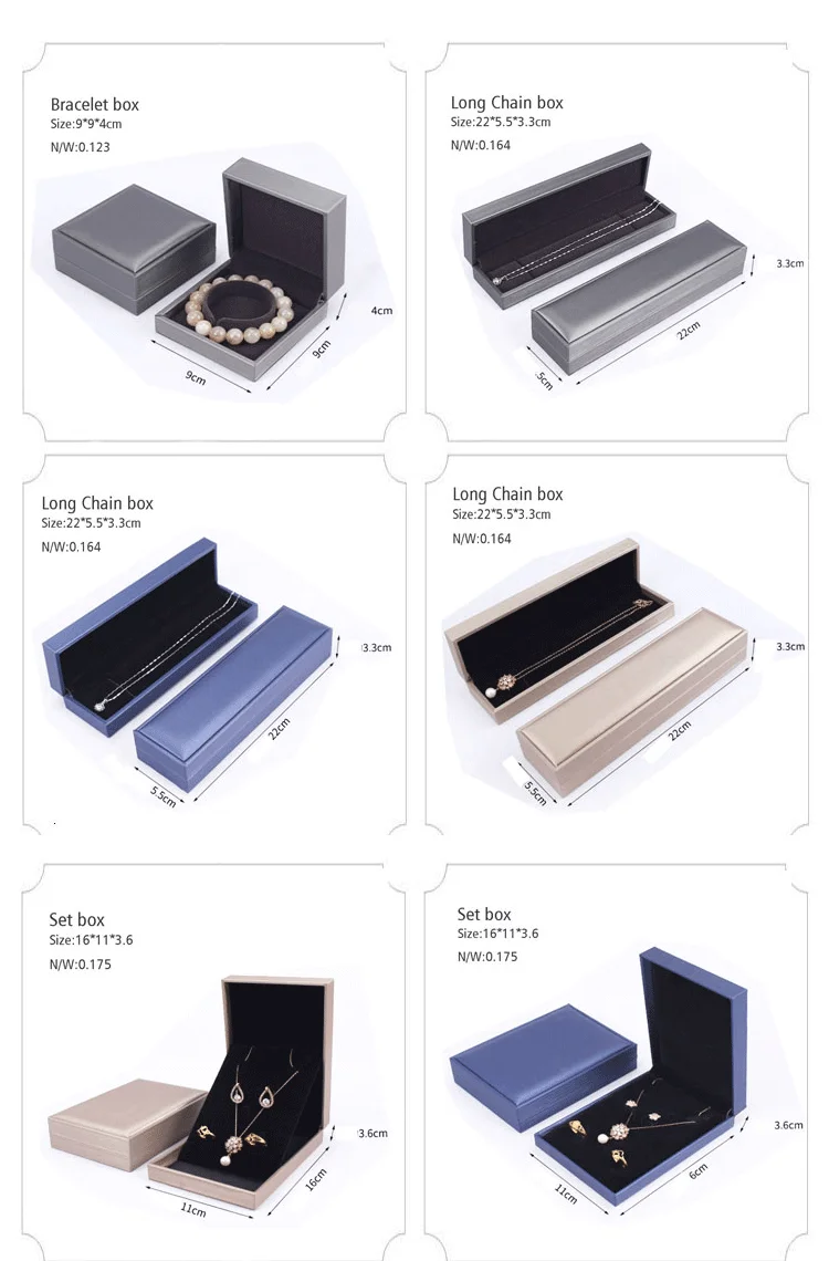 Jewelry Box Luxury Earring Bracelet Necklace Ring Box Jewelry Packaging Wholesale Custom Logo Leather Pu Leather Pendant Box