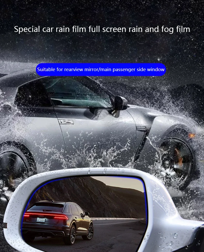 2-Pack Rearview Mirror Anti-Fog Film - Waterproof Rainproof Oval Shape For Cars