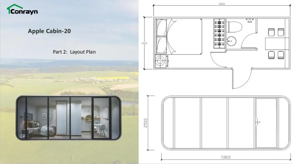 20' 40' Soundproof sleeping pod modern green house cabin prefab living pod portable casas made in China