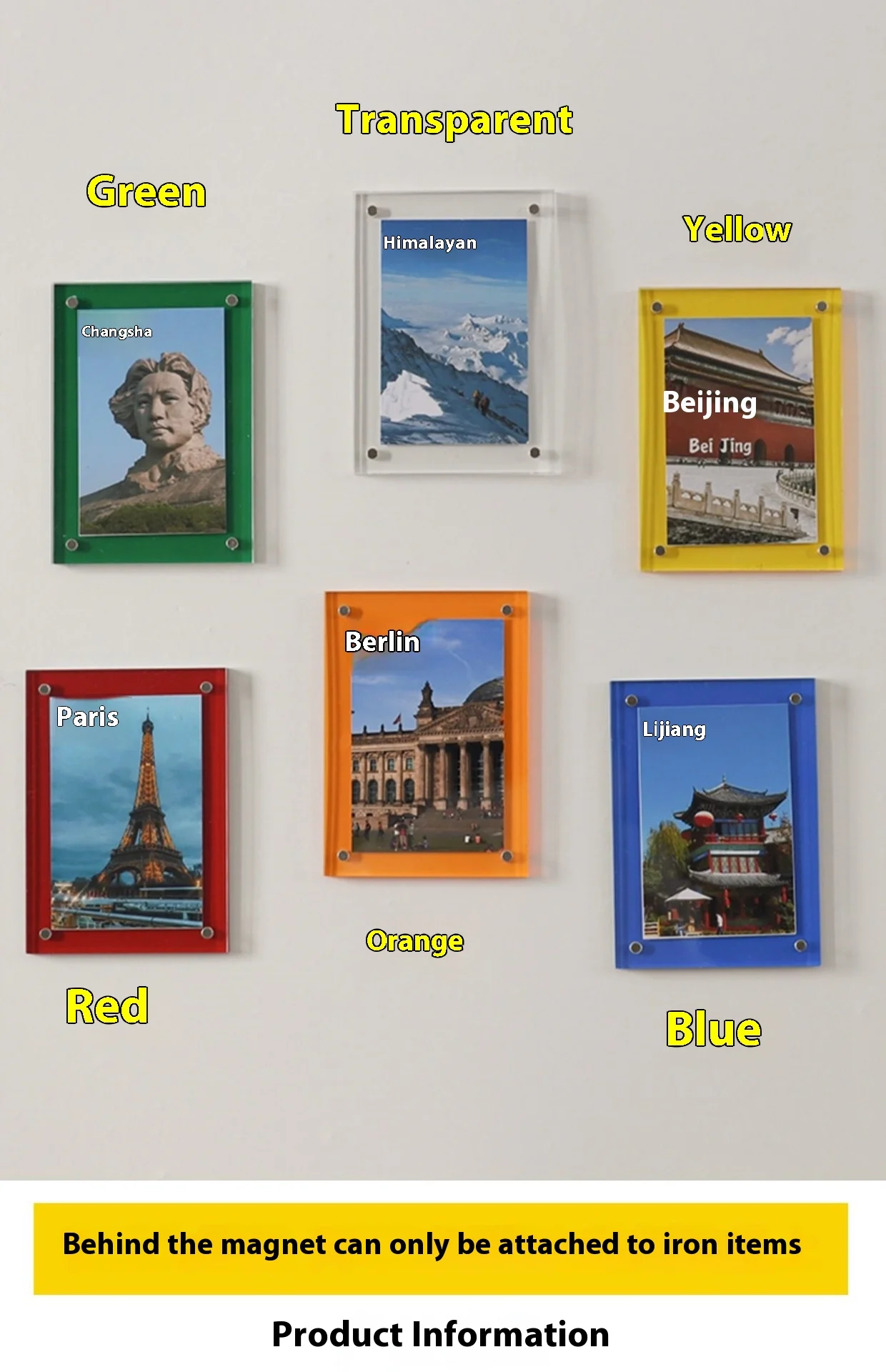 Custom Clear Acrylic Block Photo Frame Double Sided Strong Magnetic Polaroid Picture Frame Transparent Plastic Small Decor