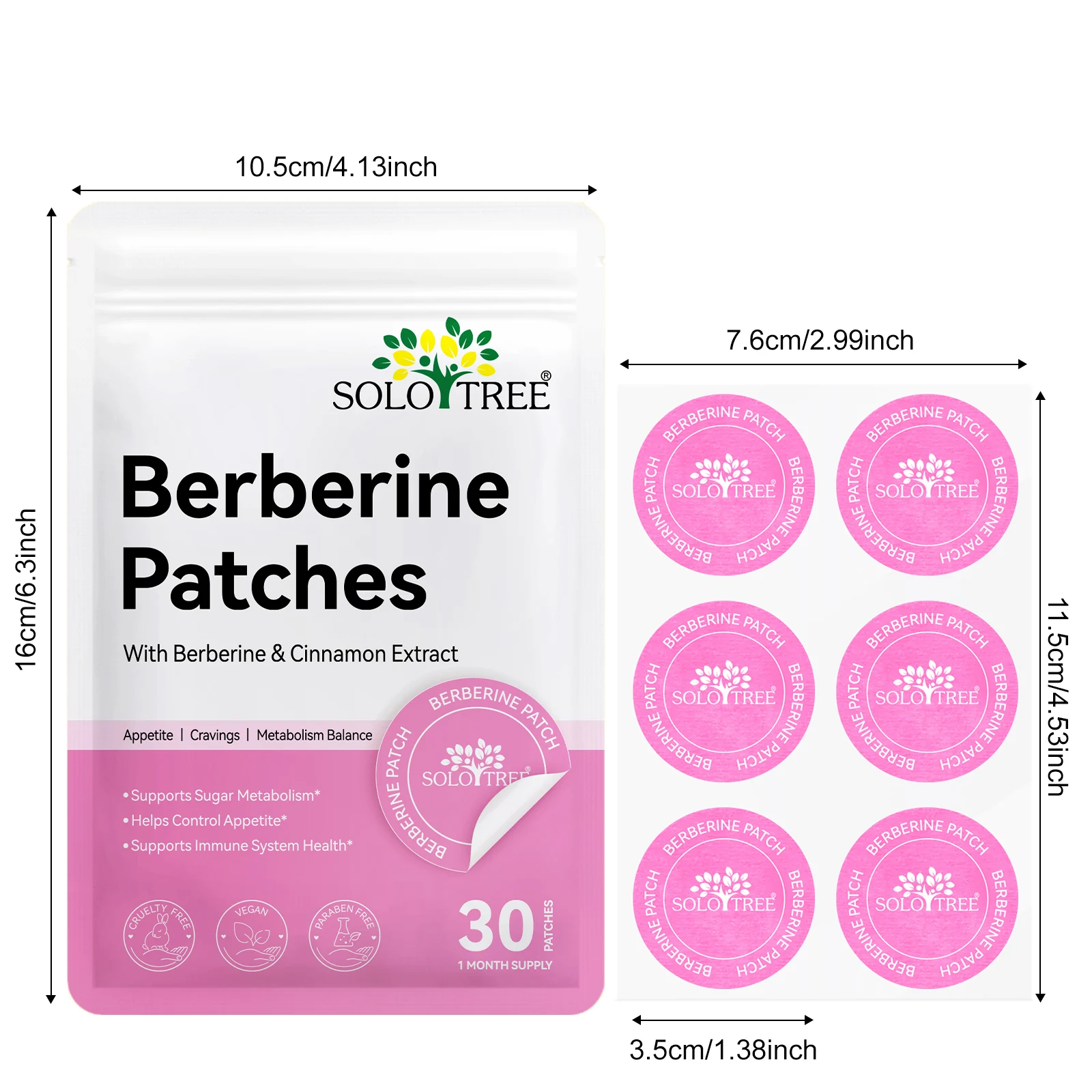 Solotree Transdermal Wellness Patches Support Immune Metabolism Berberine Supplement Patches With Berberine & Cinnamon Extract Solotree Transdermal Wellness Patches Support Immune Metabolism Berberine Supplement Patches With Berberine & Cinnamon Extract
