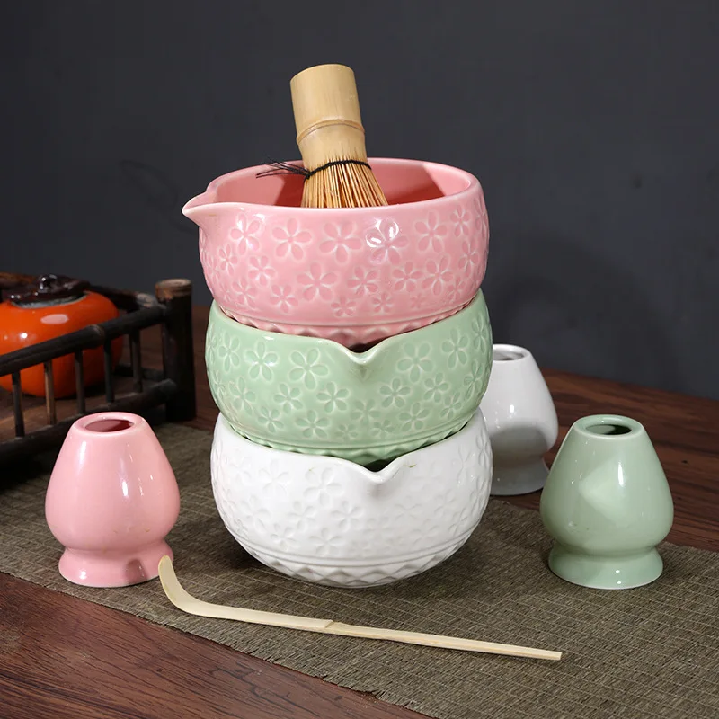 Ceramic Matcha Bowl with Spout - Handmade Japanese Green Tea Whisk Cup