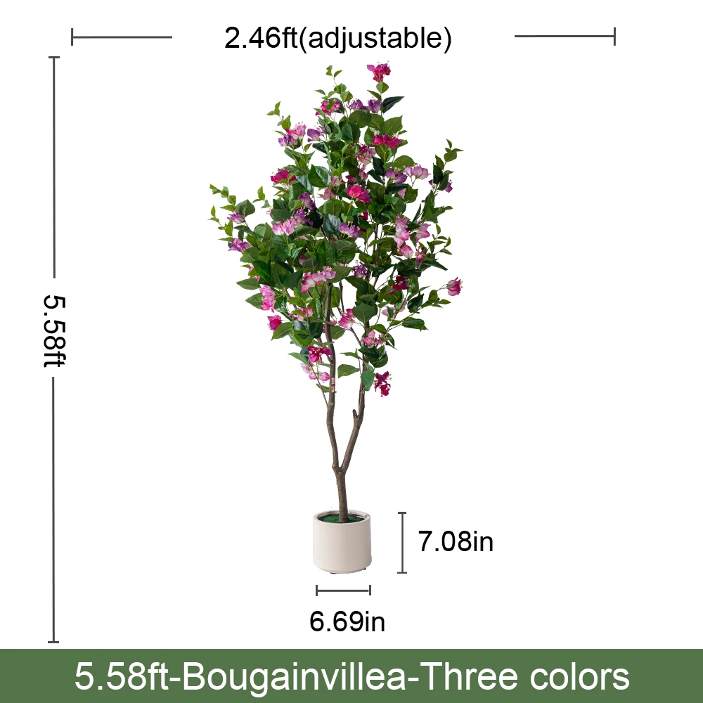 Natural Style Home Office Decor Artificial Bougainvillea PVC Green Plastic Pot Real Touch Leaves Artificial 180cm Fabric Wedding supplier