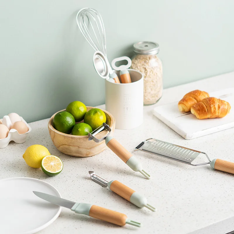 7 Pcs Kitchen Utensils Set Tool Kitchen Accessories Egg Tool Whisk Bottle Opener Knife Vegetable and Fruit Peeler Set