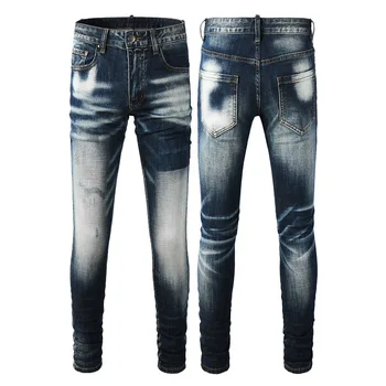 For Tide Brand Men's American Retro Slim Pants High Street Style with Paisley Pattern Wholesale for Youth Men