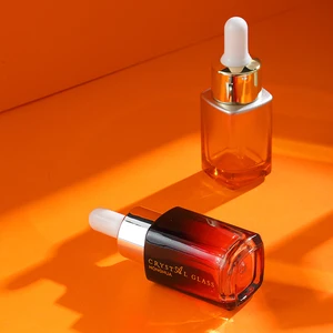Custom 15ml 0.5 oz Luxury Square Black to Red Translucent Gradient Glass Bottle for Eye Serum Essential Oil Dropper Bottles Bulk