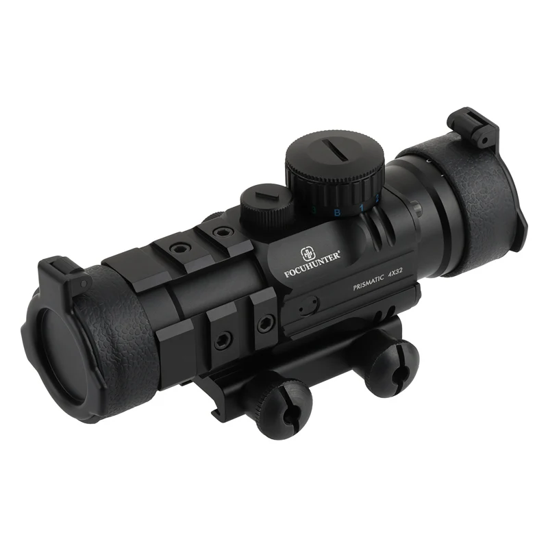 Focuhunter Tactical 4x32 Prism Scope Red Green Blue Illumination Hunting Optics Sight 4x Prism Scopes Hunting Accessories