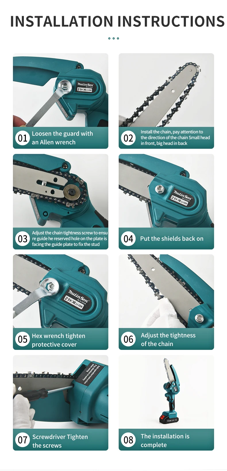 Mulinsen 6inch 21v 3980rmp Wood Cutting Machine Cordless Power Saws ...