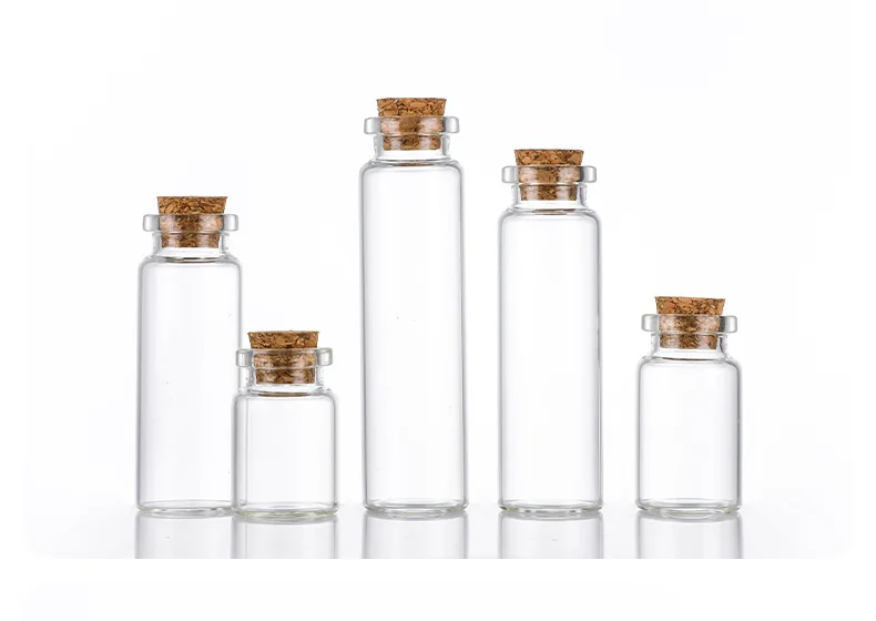 Factory Small 10ml Clear Amber Wishing Wedding Message Glass Vial Bottle with Cork Stopper