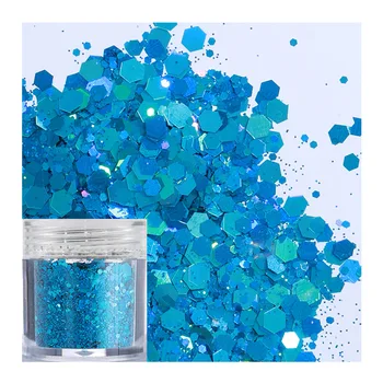 Holographic Glitter Craft Glitter Powder Mixed Chunky Fine Flakes Iridescent Sequins for Nail Art Hair Painting Festival Decor
