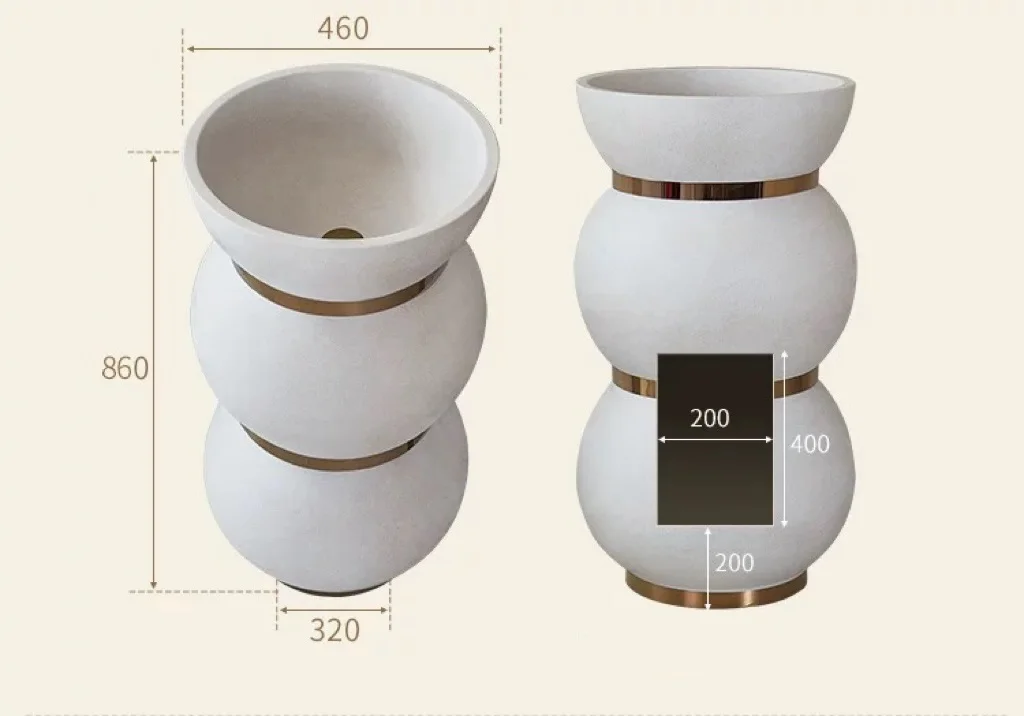 2024 New French creative art basin simple modern pedestal basin hotel bathroom one piece floor mounted wash hand basin factory