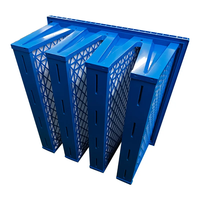 Pvc Frame Box Shape H13 H14 Merv14 High Efficiency Minipleat V Bank Compact Hepa Filter 4V ...
