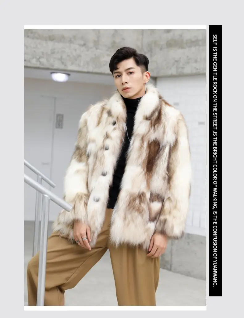 Finland imported SAGA-grade fox fur coat men's 2022 new light luxury hooded fur coat winter