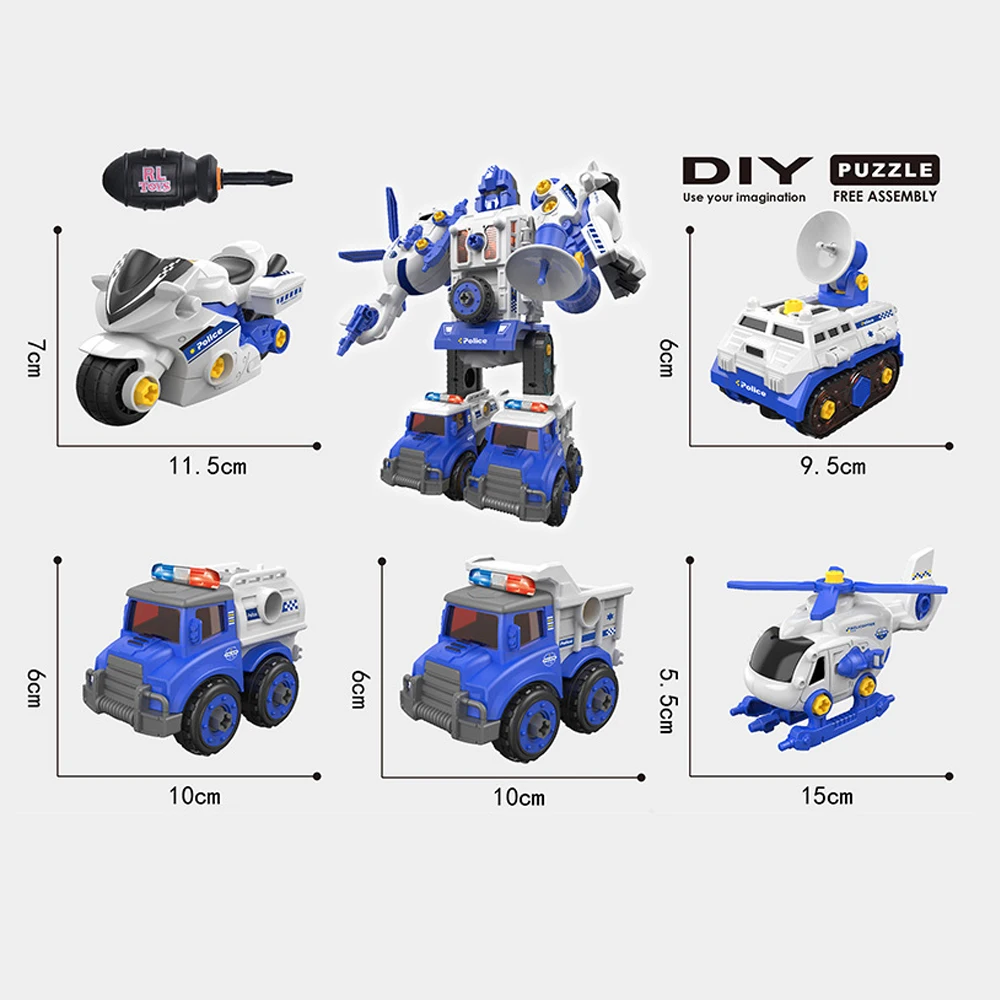 5 in 1 STEM Take Apart Transform Robot Toys for Kids