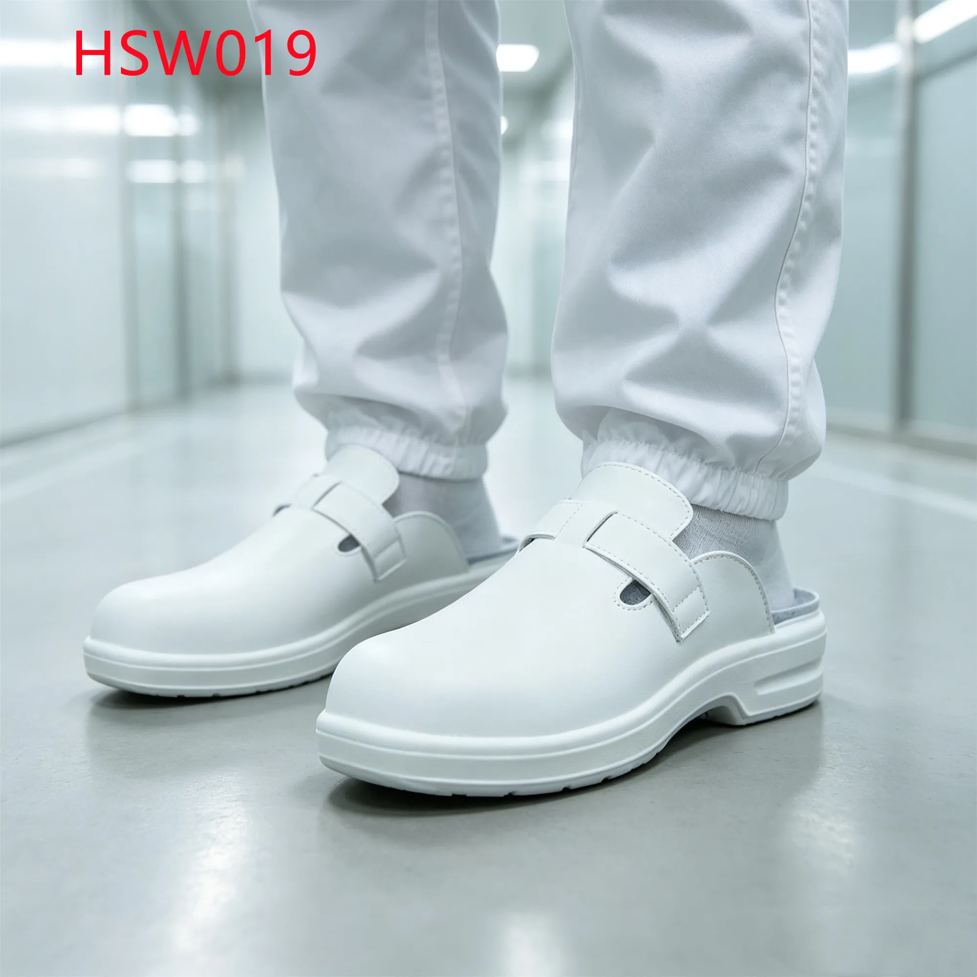 LXG,Quality Control Lab Steel Toe Insert Hua Singh Safety slippers Dental Office Prevent Foot slip Sole White Work Clogs HSW019