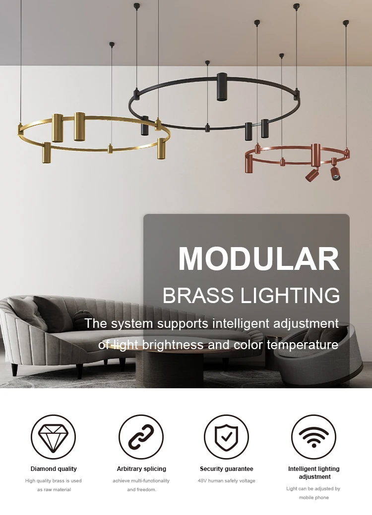 Retro Style LED Hanging Lighting Modern Eco-friendly Brass Chandelier ...
