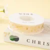 Cinta de gasa blanca nieve con estampado dorado - 2.5cm 10 yardas