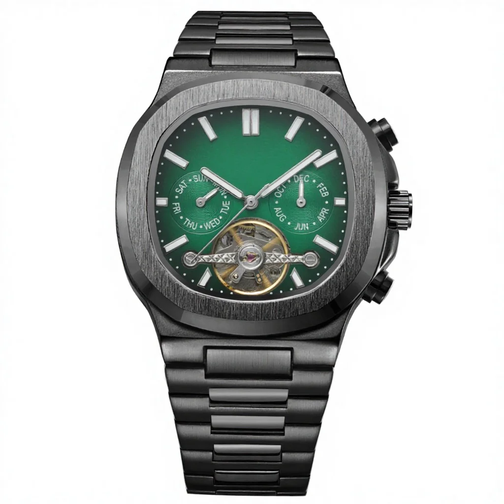 Luxury Men's Blue Tourbillon Automatic Watch 40mm