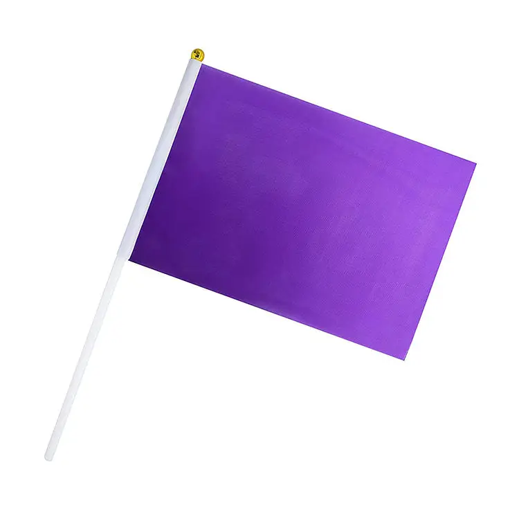 Mini Solid Flags on Stick Custom Outdoor Decoration Party Purple Hand Held Flag