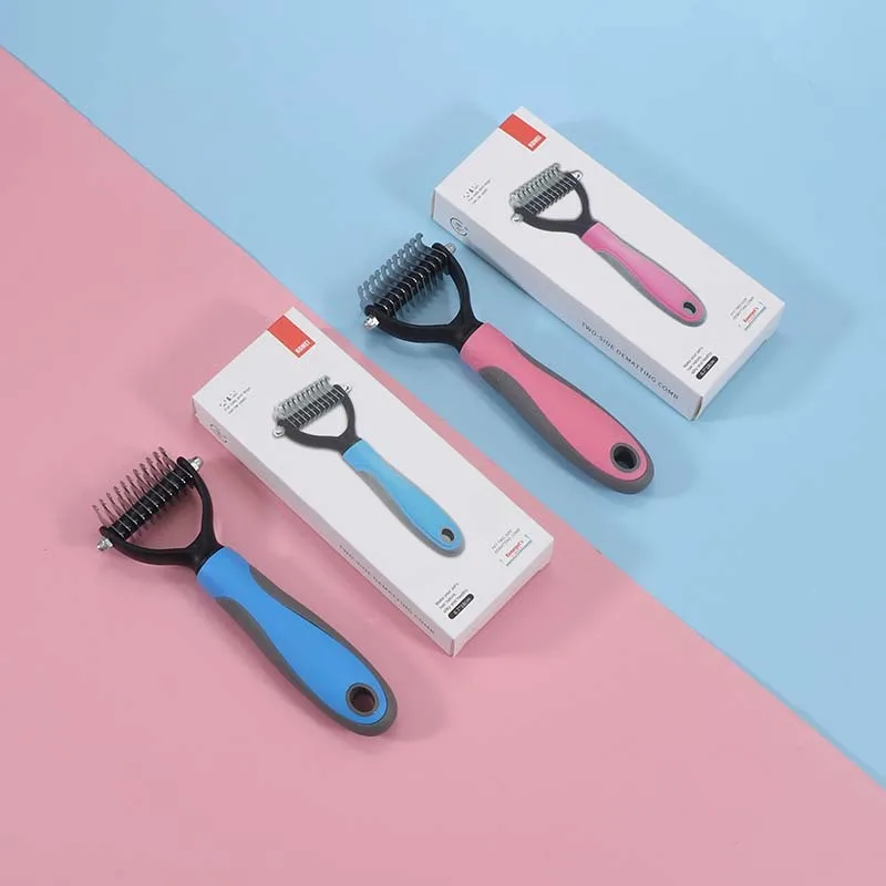 Pets Fur Knot Cutter Dog Grooming Shedding Tools Pet Cat Hair Removal Comb Brush Double Sided Pet Products Comb for Cats