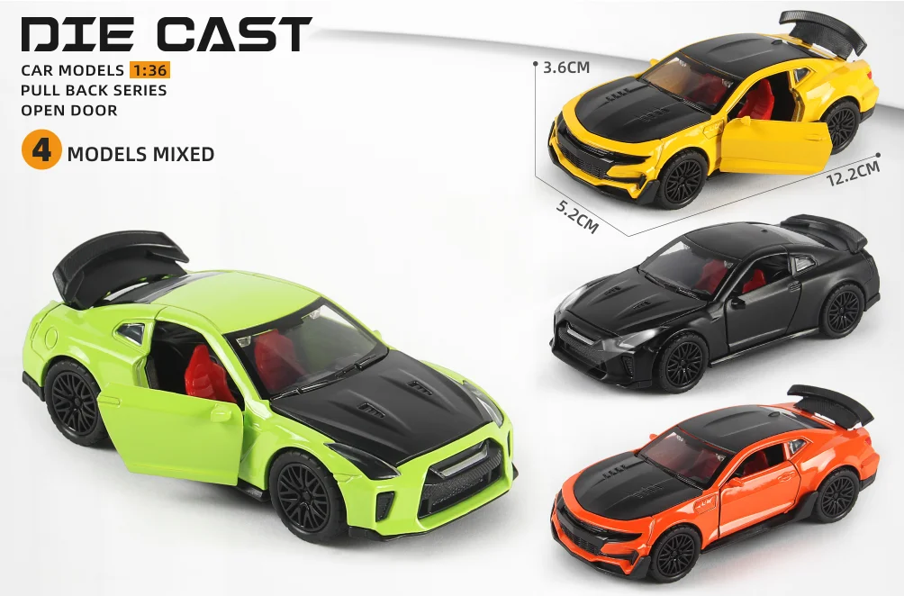 Wholesale 1:36 Miniature Pull Back Alloy Diecast Cars - 3 Doors