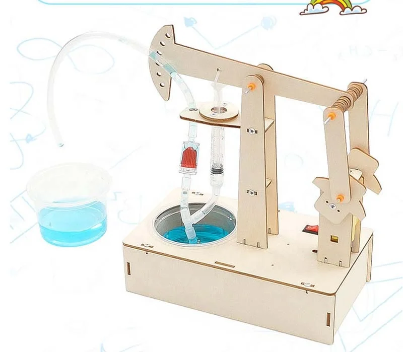 STEM Physics Science DIY Toys Assembly Well Pumping Unit Oil Exploitation Model Wooden Puzzle Teaching Tools Children Student