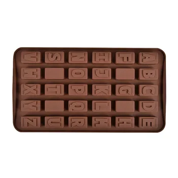 New Design Custom Unbreakable Cooking Edible rectangle 26 Alphabet Letter Silicone candy Chocolate Mold
