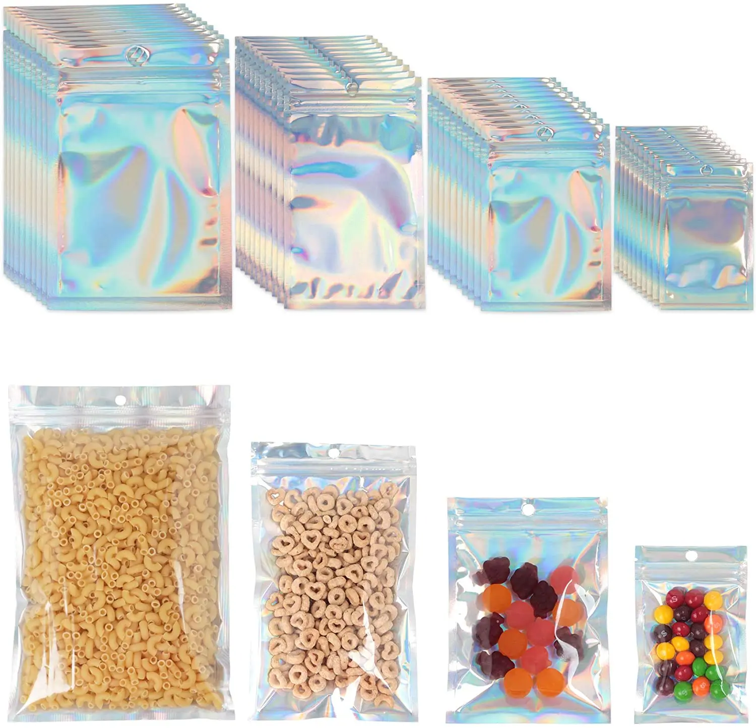 100 Pack Mylar Bags for Food Storage - 3.3 x 5.1 Inch Resealable