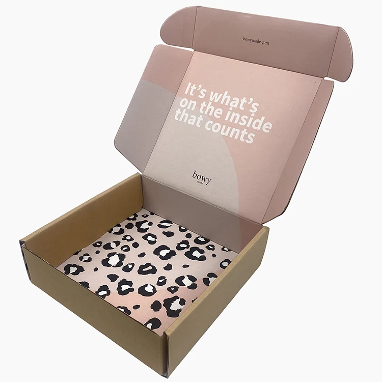 Leopard Print Corrugated Board Lingerie Box Portable Cardboard Paper Packaging with Tear Strip Customizable Logo Gift Box