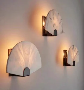 New Chinese Marble LED Wall Lamp Modern Simple Bedroom Bedside Lamp Living Room Corridor Stone Wall Lamp