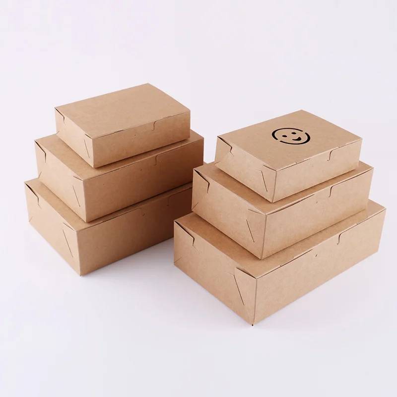 Disposable Takeaway Food Containers Brown Kraft Paper Take Out Food ...