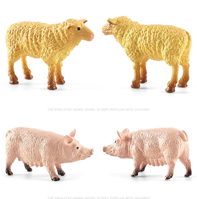 12pcs Realistic Simulated Poultry Action Figure Farm Dog Duck Cock