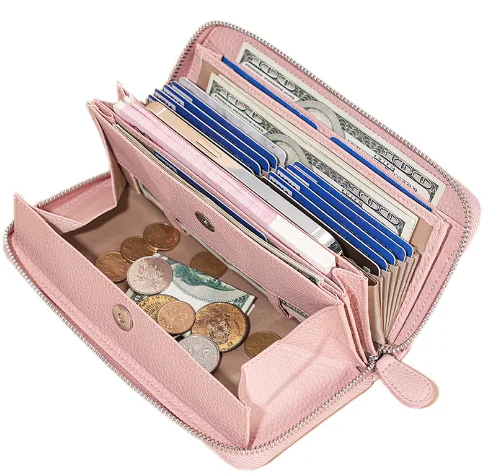 Long Multi-Slots Large Genuine Leather RFID Blocking Wallet