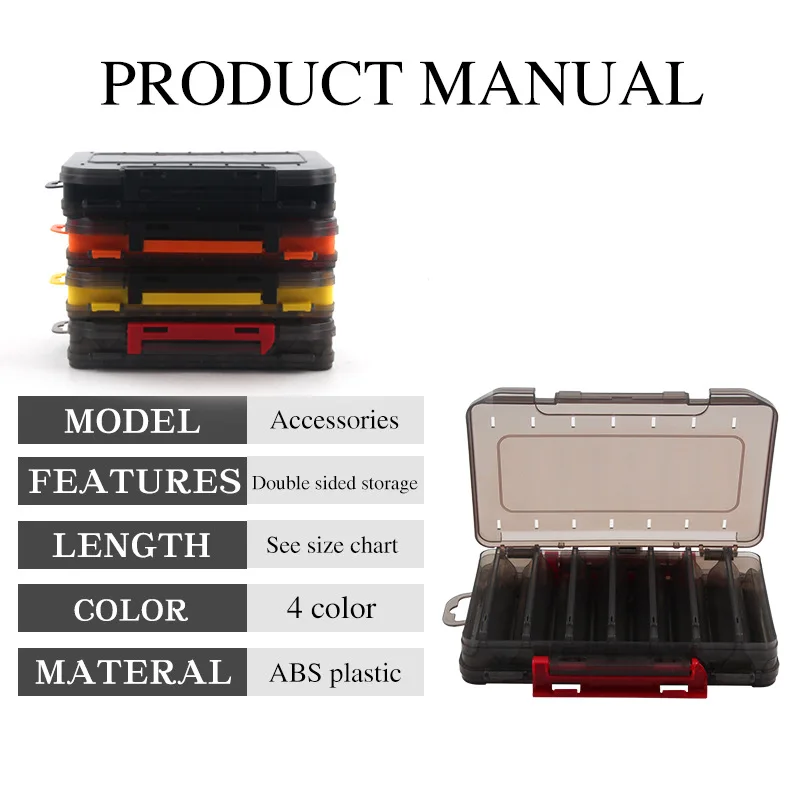 Luya Bait U-shaped double-sided storage box plastic material buckle design 19.3cm186g fishing gear accessory box