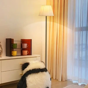 JACKSUN 110V/220V LED White Pure Cloth Cover Bedside E27 Floor Lamp 1.5 Meters Iron Stand Dimmable Sofa Hotel Decor Lights