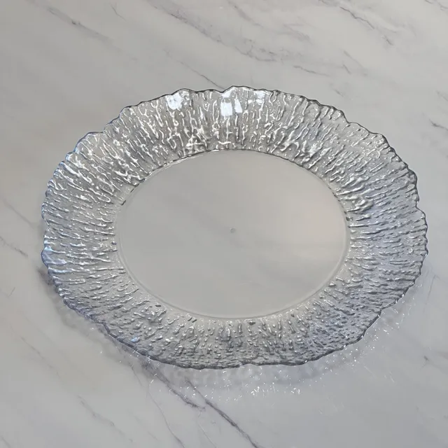 Wedding Round Clear Transparent Crystal Plastic Reef Charger Plates for Dinner