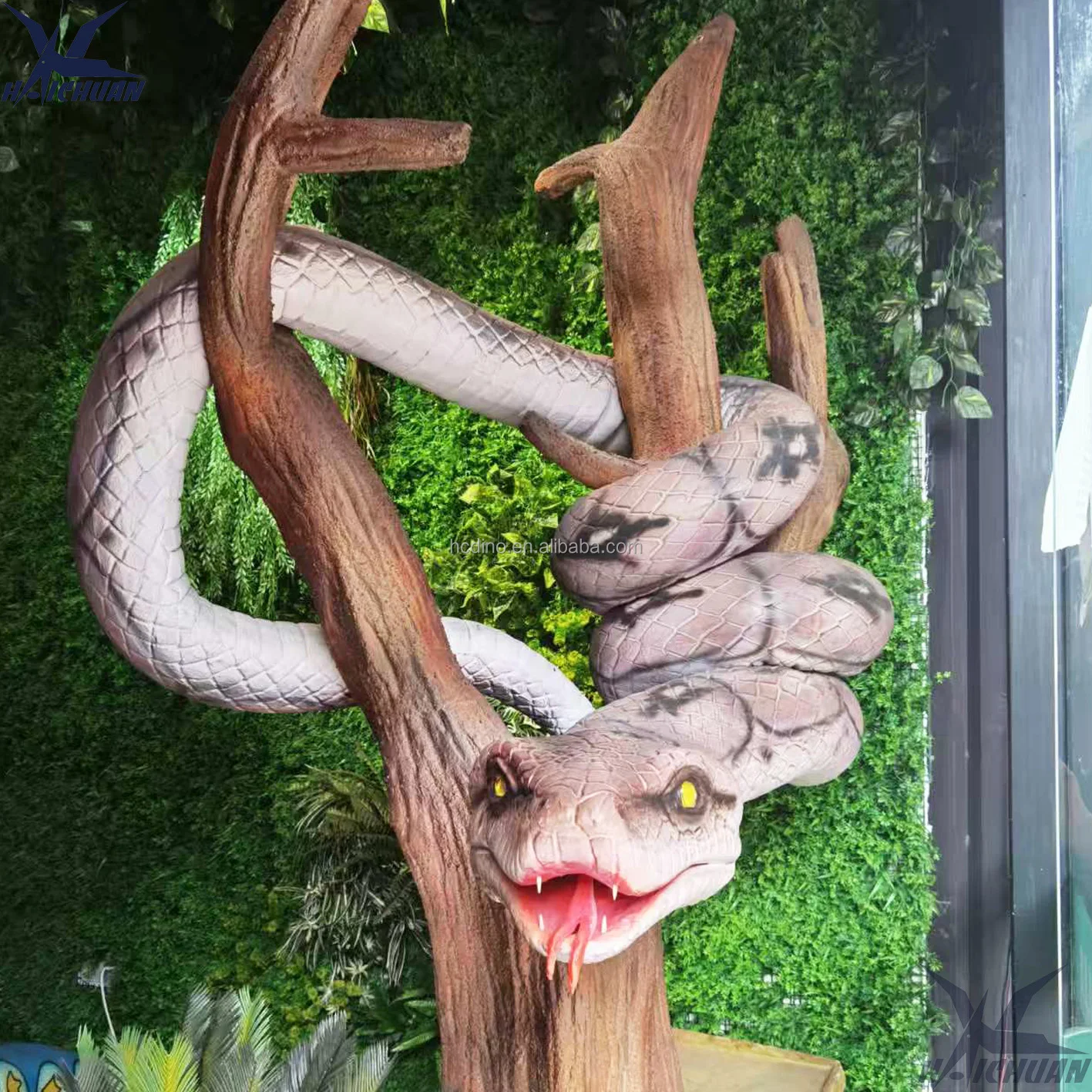Haichuan kundenspezifische große künstliche, realistische, bewegliche animatronische Schlangenmodelle für Zoo-, Dschungel- und Wald-Themenpark-Dekoration