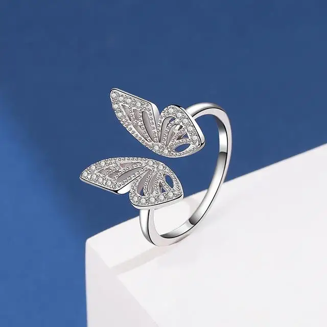 Magical Platinum Butterfly Ring