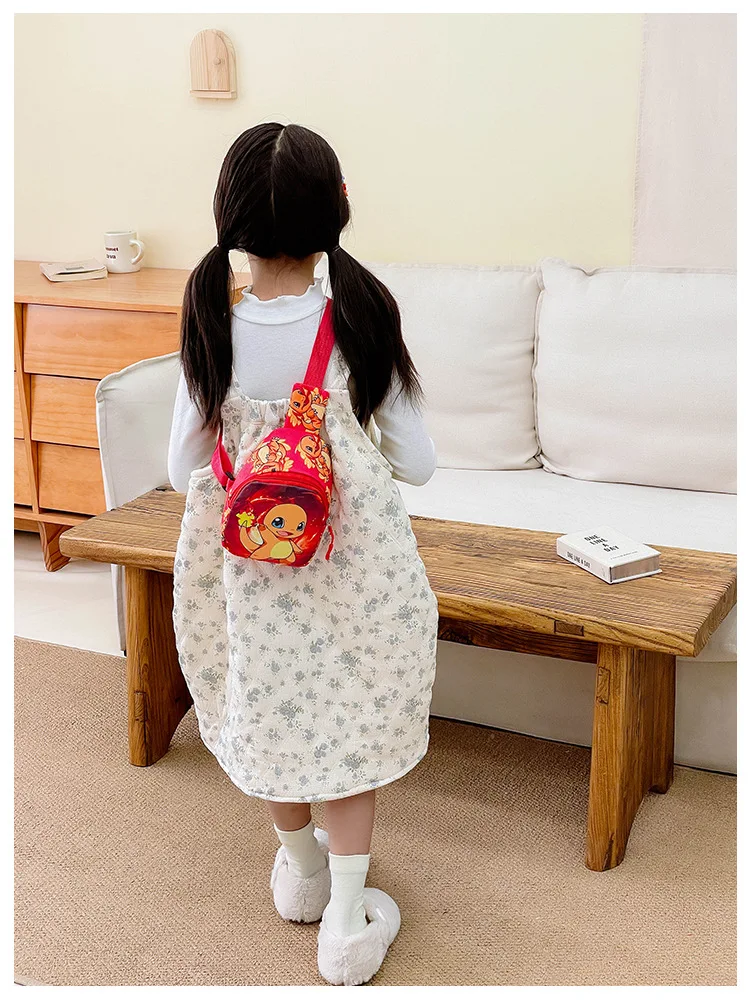 Hot Children Chest Pack Cartoon Anime Cute Poke Mon Pikachu Charmander Messenger Bags Waterproof Travel Crossbody Bags