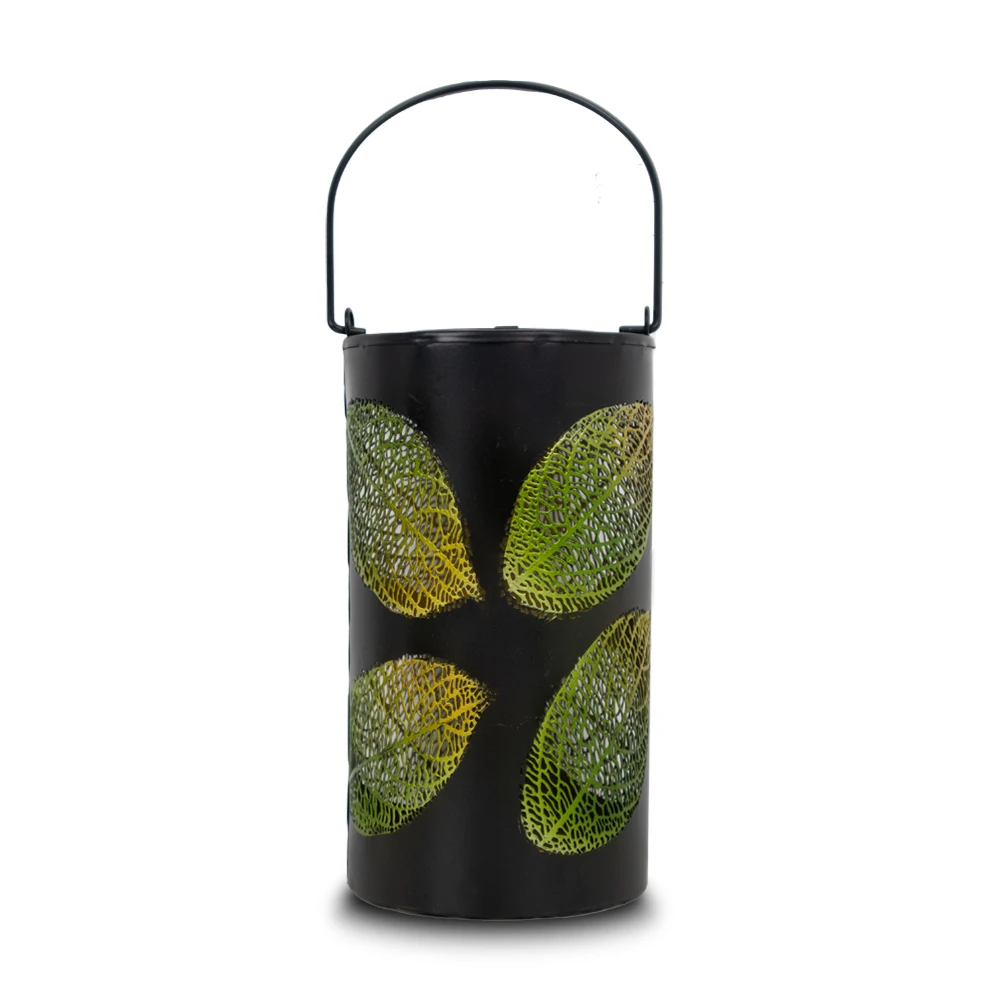 Metal Solar Lantern, Hollow Leaf  for Outdoor  Courtyard Porch Balcony