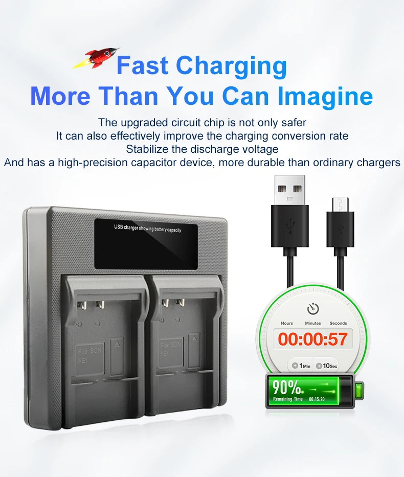 RingTeam NP-FE1 Dual Charger with LCD Light NPFE1 Battery Charger for Sony DSC-T7 DSC-T7S DSC-T7 B Cameras supplier