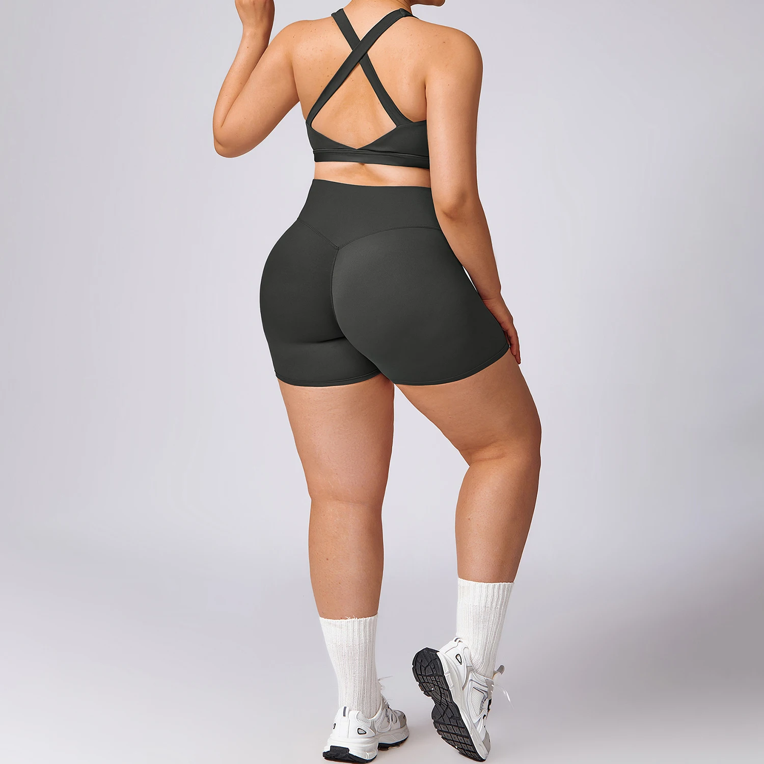 DTZ8047-1 Professional Women's Gym Training Yoga Suit Quick-Drying Nude Spring Shorts for Morning Jogging Exercise Fitness