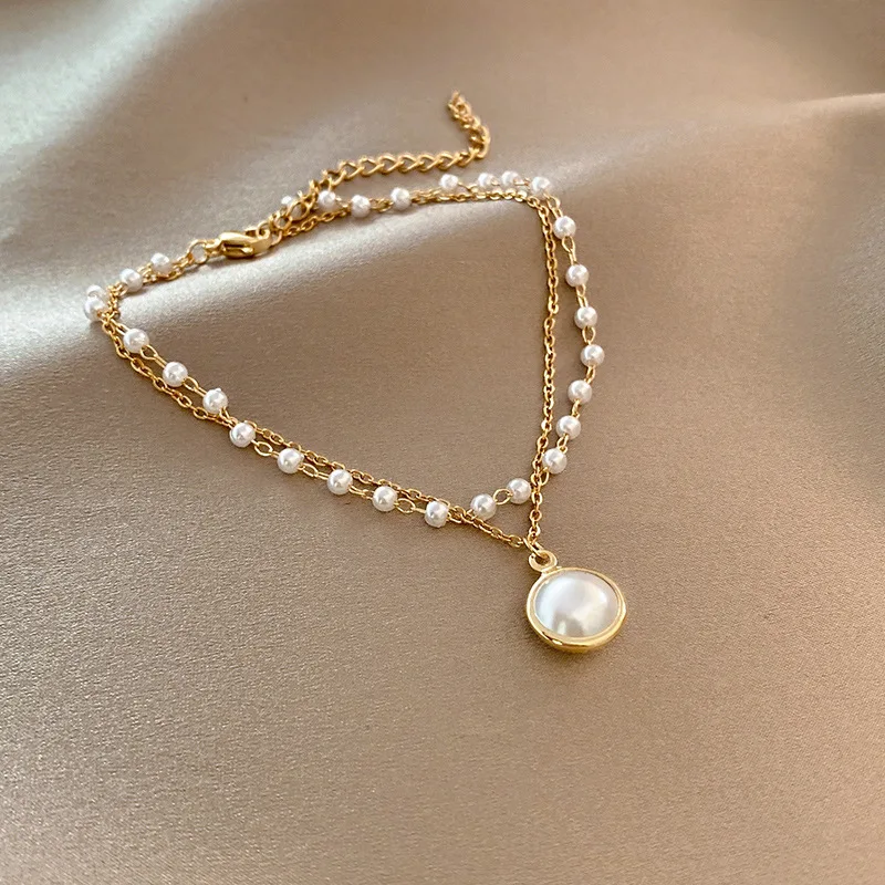 Korean Version of Ins Style Fashion Simple Gold Plated Bracelet Zircon Pearl Design Bracelet