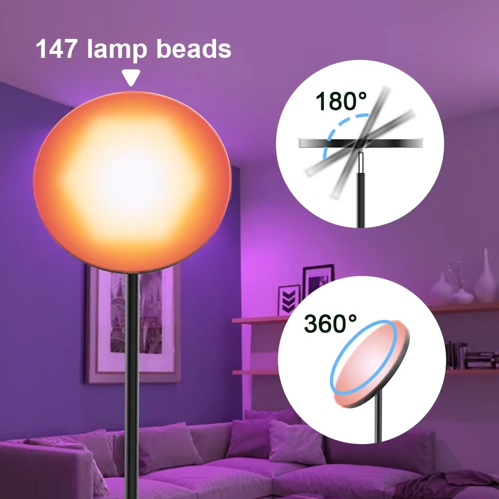 Modern Hotel Led Bedside Floor Lamp69Inch High Standing Lamp Glass Shade Switch Led Floor Lamp Bedroom Living Room