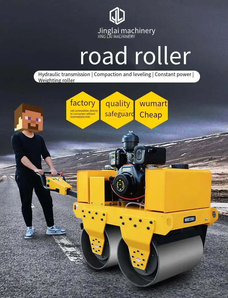 Double Drum Road Mine Roller Walk Behind Mini 500kg Single Drum Hand ...
