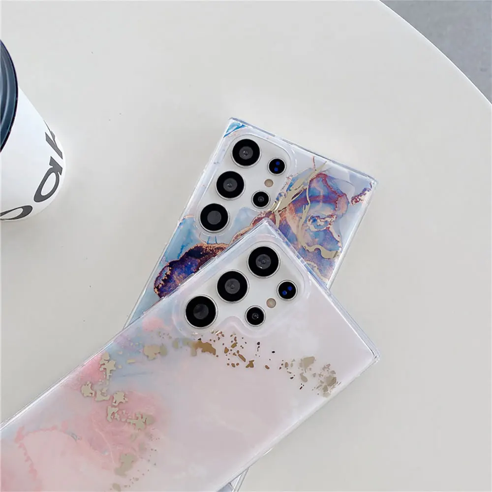 Marble Phone Case For Galaxy S24 S24+ S23 S23+ S22 Ultra Fe 5G Cases Luxury Custom Glo Gold Cloud Phones Wavy Sjk153 Laudtec supplier