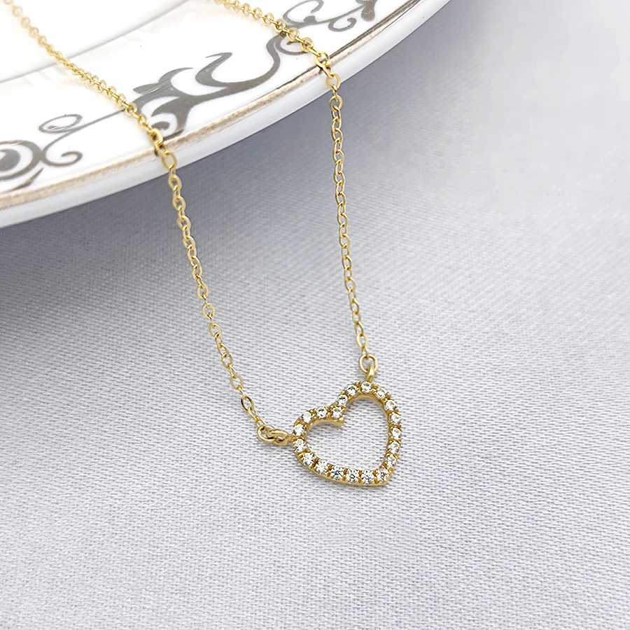 Luxury Pendant Heart Shape 18K Gold Necklace for Women's